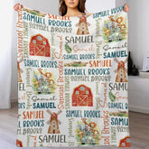 Personalized Baby Name Blanket, House And Animals Theme Boy Blanket, Newborn Boy Custom Name Gift